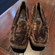 Prada Brown Velvet Slip On Loafers Driving Shoes Size 39.5 EU 9 US
