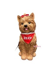 Valentine s Day Yorkshire Terrier Yorkie Dog Resin Statue 11 XOXO bandana Bow