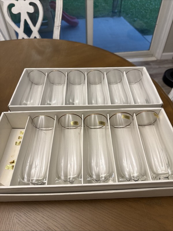 Vintage Kristall Lead Crystal Highball MCM Glasses Handmade Set Of 11 Italy