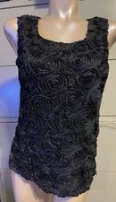 Libra Black Roses Glitter Tank Top ~ Fancy!  Medium