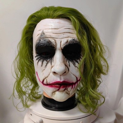 Joker Cosplay Mask Green Hair The Dark Knight Halloween Party Adult Latex