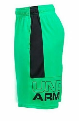 NWT UNDER ARMOUR LITTLE BOYS INSTINCT SHORTS NEON GREEN / BLACK Free Shipping - Picture 1 of 3