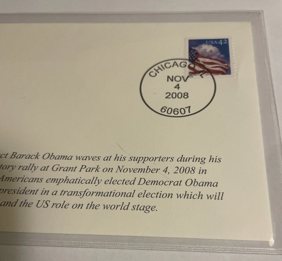 Barack Obama Election Night VIctory USPS 42c Stamped Envelope - 11/4/2008 - Image 3 of 3