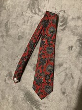 Stafford Red  Green Paisely Silk Neck Tie Made In Portugal