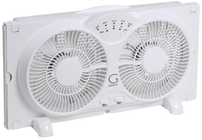 Twin Fan High Velocity Reversible AirFlow Fan with LED, Adjustable Thermostat
