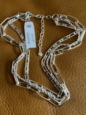 true to form Silver plated 3 layers chunky convertible Necklaces 17”+3” NWT