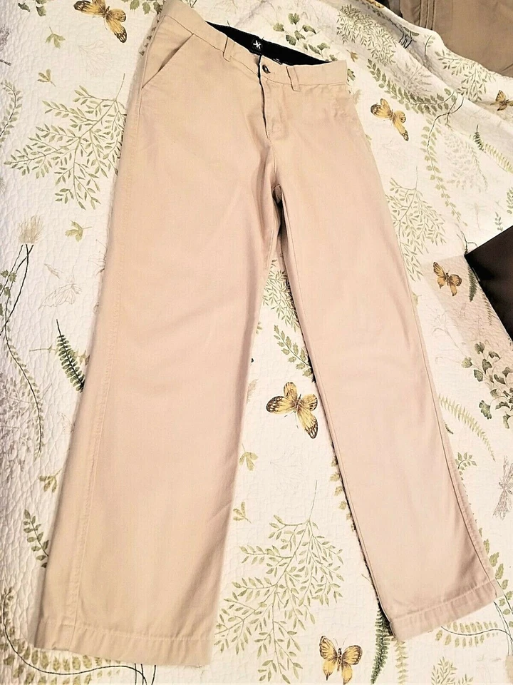 Boys SZ 18R J. Khaki CHINOS Flat Front Adj Waste Light Stone Gray 27" Inseam - Image 3 of 4