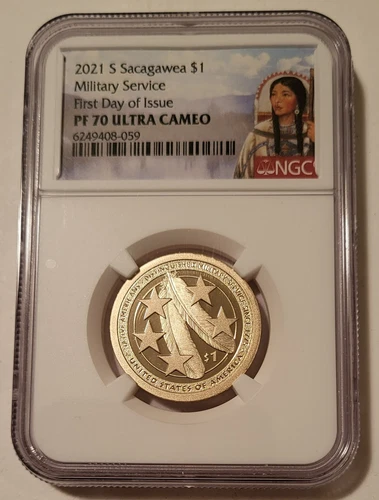2021 S Native American Dollar Military Service Proof PF70 UC NGC FDI Sacagawea