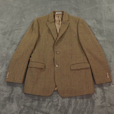 Vinatge Lauren Ralph Lauren Blazer Men 43R Brown  Wool Houndstooth Sports Coat