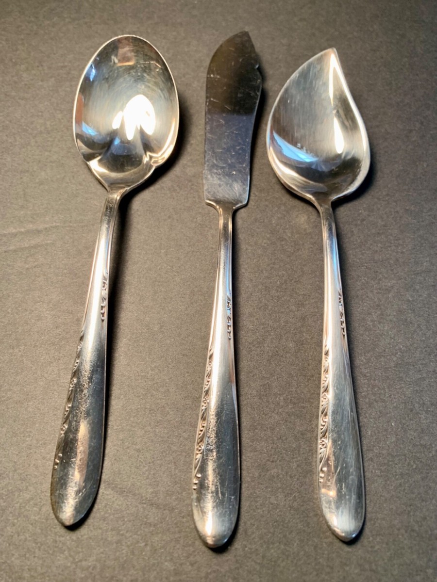 REED BARTON SILVER BLOSSOM SILVERPLATE SUGAR SPOON BUTTER KNIFE JELLY  SPOON