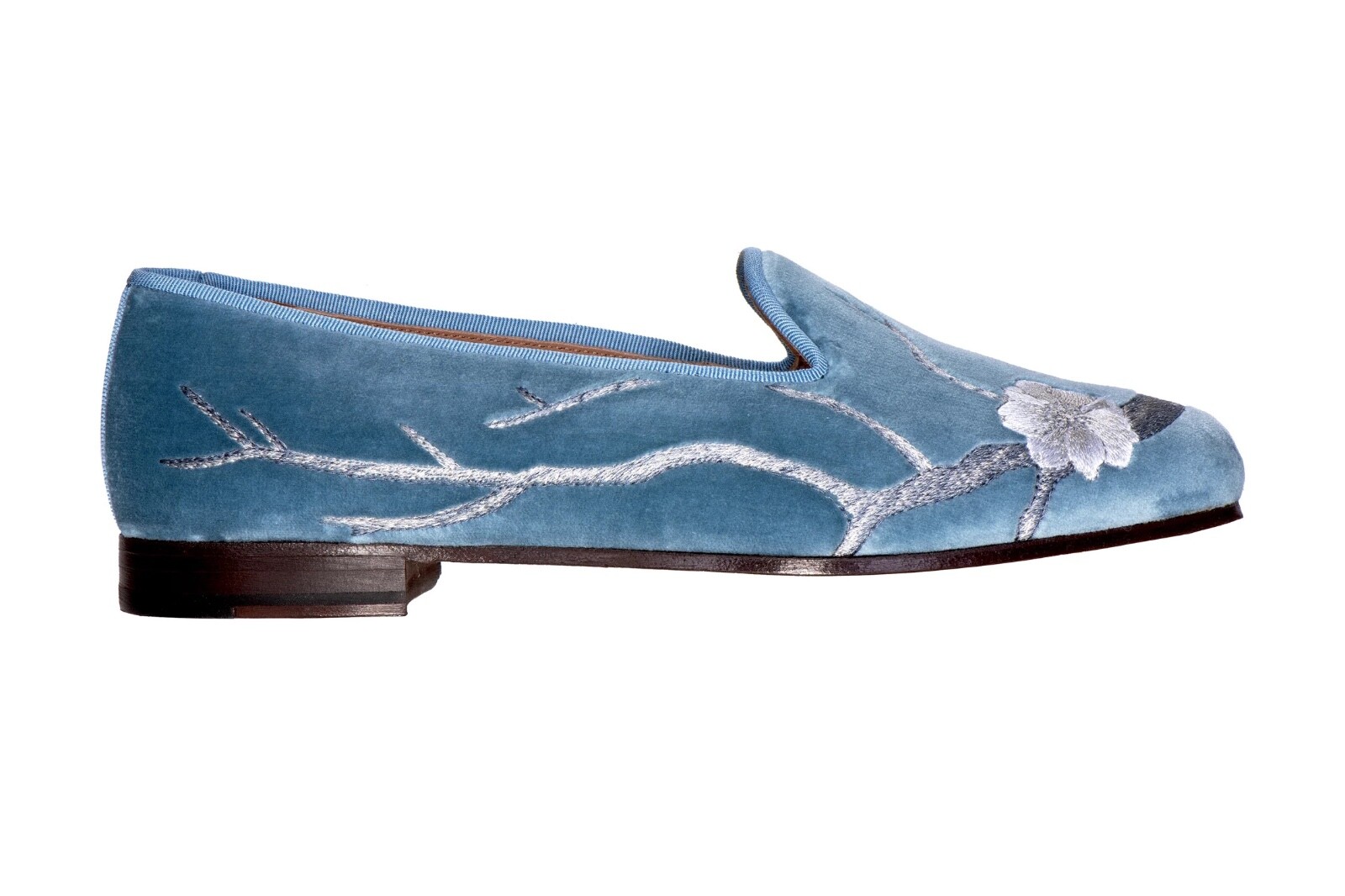 $575 NIB Stubbs & Wootton Women's Leather Velvet Slippers Loafers Shoes US 8.5