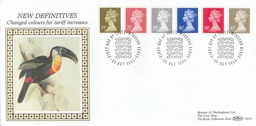 41p 38p 36p 29p 25p 19p GB Benham D210 FDC Windsor 1993 NO INSERT (86999)