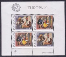 Portugal 1424a (1423-24) MNH 1979 EUROPA Mail Delivery Souvenir sheet of 4