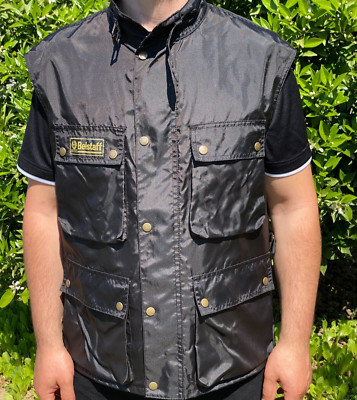 Belstaff Vest Waistcoat Sleeveles Motorcycle Light Jacket Gilet Black Size XL