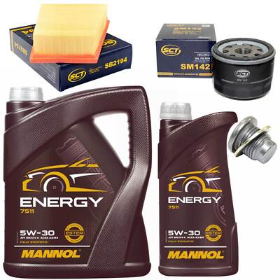 Motoröl Filter Set 5W-30 6 Liter + Ölablassschraube für Renault Megane II Scenic
