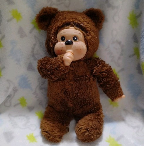 AVLON Monchichi Monkey 11" Brown Rubber Face Thumb Sucking VTG Plush Stuffed Toy