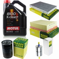 MANN-FILTER Inspektionspaket 5L Motul 5W-30 8100 X-Clean+ FüR Audi A4 1.8 T