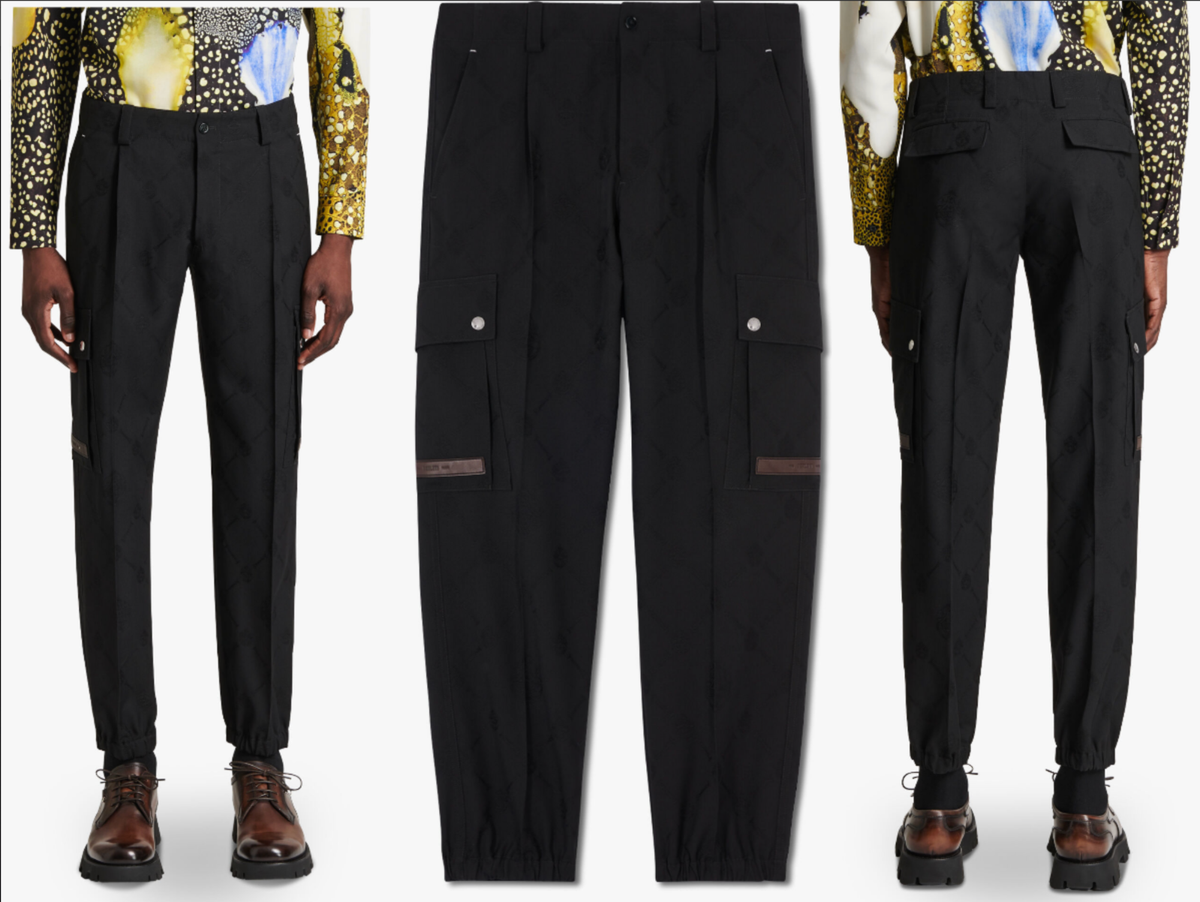 Berluti Signature Wool Leather Cargo Trousers Pants With Crest