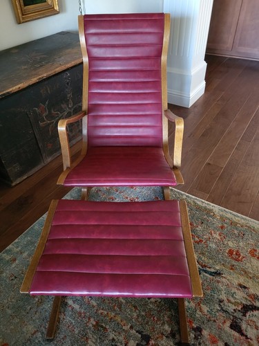 Vtg MCM Mitsumasa Sugasawa for Kosuga Heron Rocking Chair + Ottoman Tokyo Japan