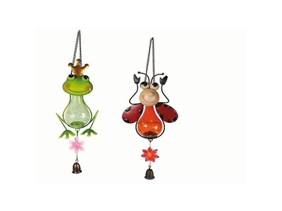 Garten Deko Frosch Kafer Metall Mit Metallkette 4 Solarlichtern Ca 20 Cm Ebay