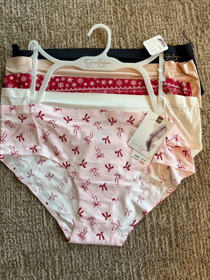 Pack de 5 bragas para mujer Jessica Simpson L Hipster líneas invisibles rojo negro Foto 4 de 4