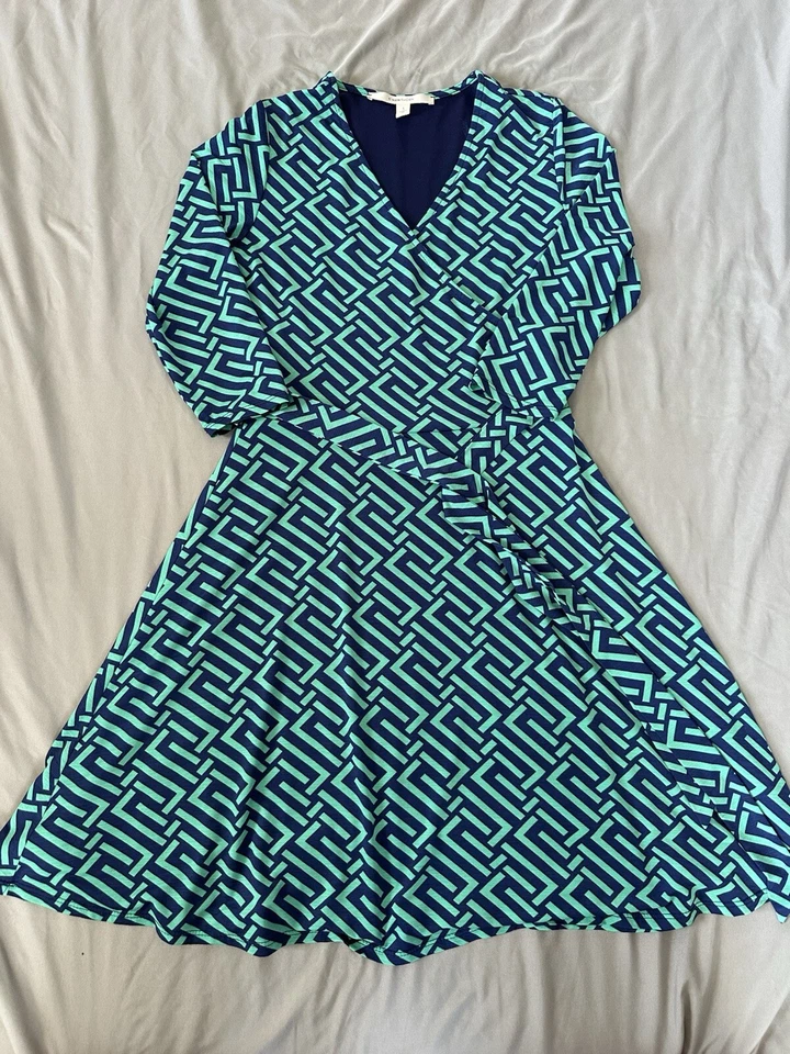 Vestido para mujer 41 Hawthorn Renesme Jersey Imitación Envolvente Azul Marino Verde Pequeño Foto 3 de 4