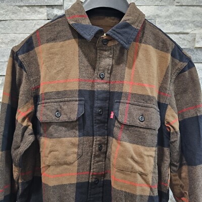Levi's The Worker Relaxed Fit Flannel Goldlisch Jet Black Men's Size Small NEW