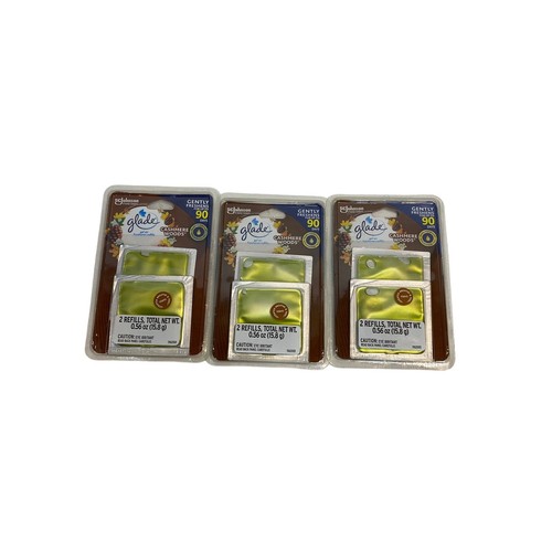 LOT 6 TOTAL GLADE GEL AIR FRESHENER REFILLS CASHMERE WOODS 3 PKS OF 2 ~NO HOLDER