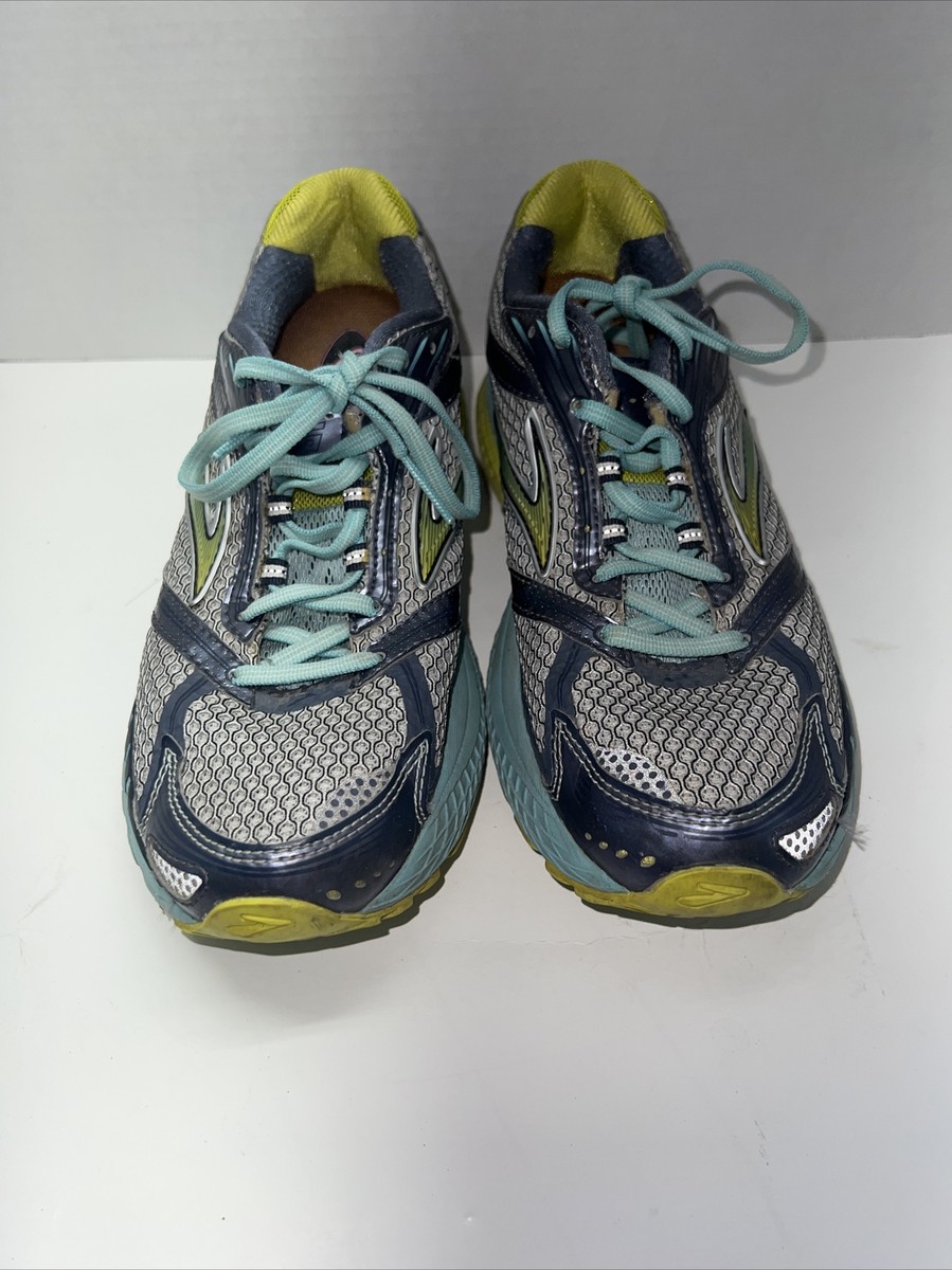 Brooks Ghost 6 Running Athletic Sneakers Gray Aqua Yellow 