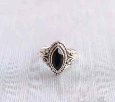 Black Onyx Gemstone Solid Ring 925 Sterling Silver Perfect Ring All Size AL-08