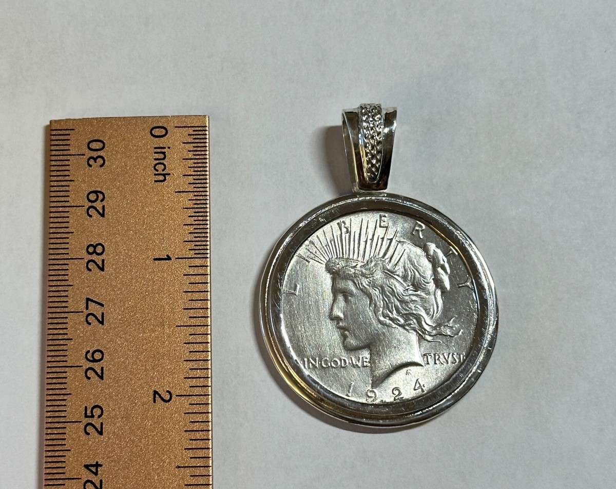 1924 US Peace Silver Dollar Coin in Sterling Silver Pendant | eBay