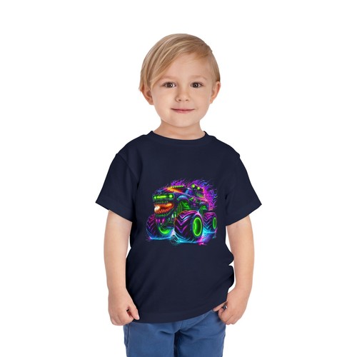 Vibrant Monster Truck Toddler Tee, Fun Kids Short Sleeve Shirt, Gift for Boys, - Picture 36 of 45