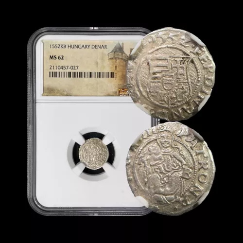 HUNGARY. 1552, Denar, Silver, KB - NGC MS62 - Ferdinand I, Madonna, Kremnica 027