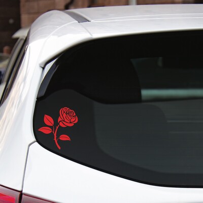 2 Pack Red Rose Flower Vinyl Stickers - 4 Inch Love Decals For Cars, Laptops & Windows