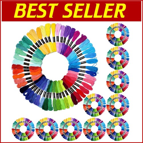 500 Skeins Rainbow Embroidery Floss - 10 Packs of 50 Vivid Colors for Crafts