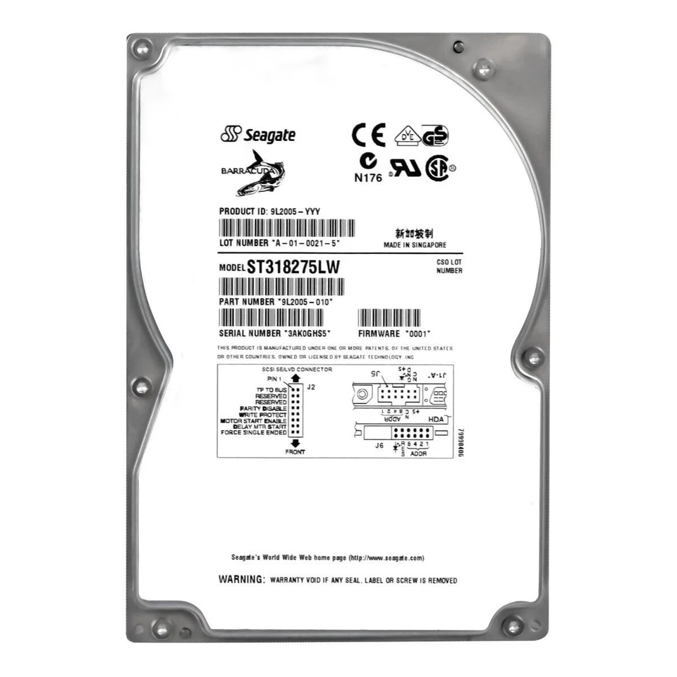 Hard Drive Seagate Barracuda 18LP ST318275LW 18.2GB 7.2K 1MB SCSI Ultra2 3.5'' - Image 3 of 3