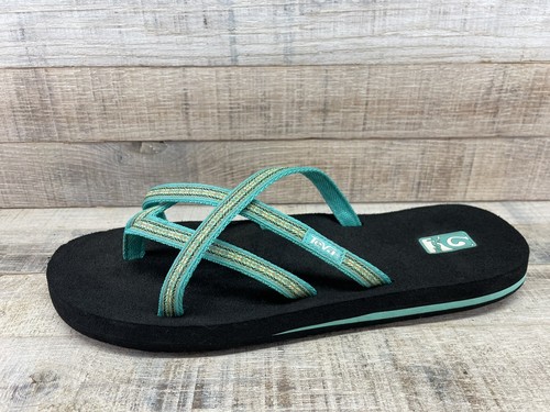 Teva Mush Mandalyn Turquoise Strappy Flip Flops Toe Loop Sandals Women's sz 11 - Picture 5 of 10