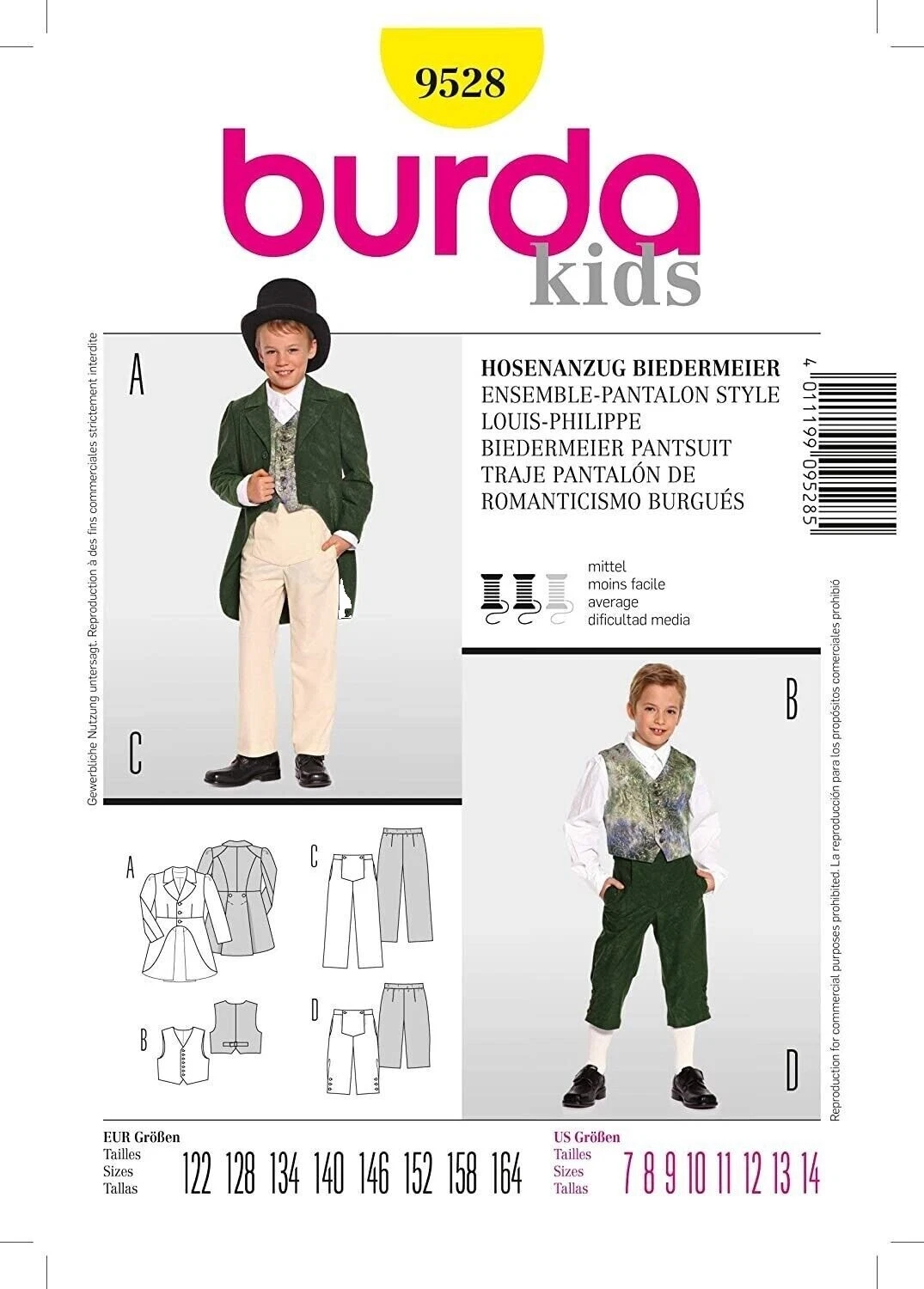 Pantalones Cortos de Hombres Burda Patrones de Costura