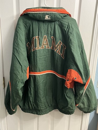 Chaqueta acolchada vintage de los 90 Starter University of Miami Hurricanes verde talla XL - Imagen 7 de 10