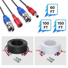 ZOSI 4PCS 60FT/100FT/150FT BNC Video Power Cable for Security Camera System