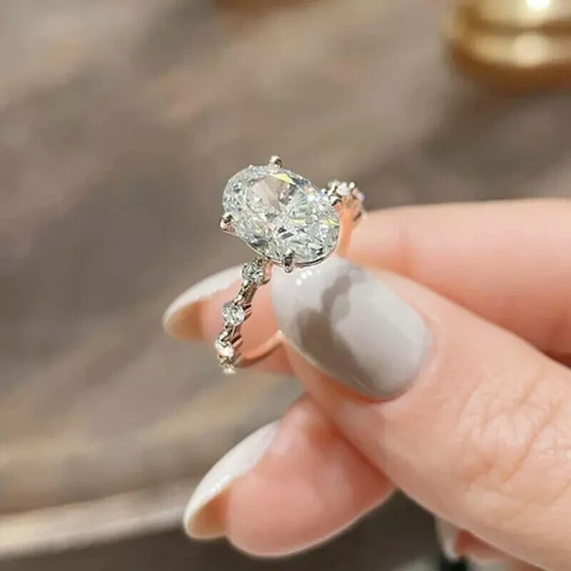 TCW Oval Cut D Color VVS1 Moissanite Engagement Ring 14k