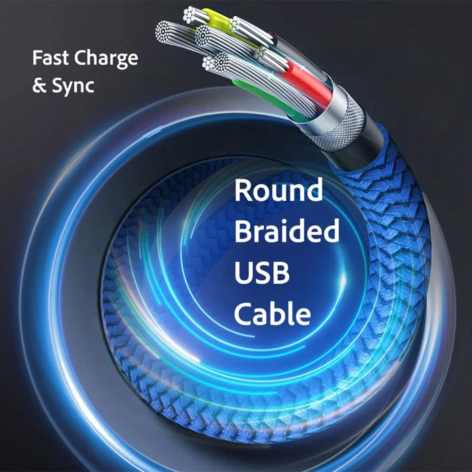 Cable trenzado de nailon sincronización carga rápida USB-C tipo C de 3 pies a 8 pines cable PD plateado Foto 4 de 4