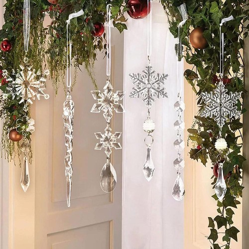 10Pcs Christmas Tree Clear Glass Icicle Ornaments Xmas Home Decor Decoration - Bild 7 von 12