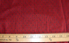 TINY GREEN DOTS ON DARK RED VINTAGE PRINT 100 COTTON FABRIC 30X45  INCHES