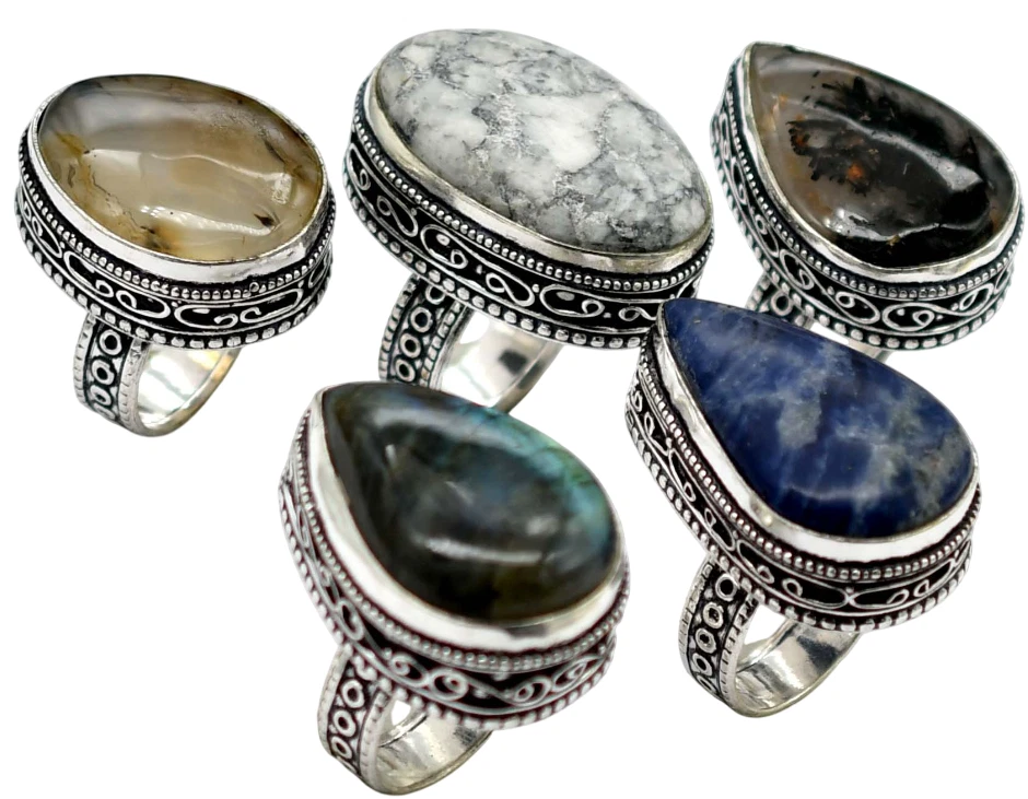 Natürlich Mix Ring / Bulkware Schmuck / Großhandel Menge / 925 Sterling - Bild 4 von 4