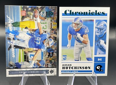 2 Card Lot 2022 Panini Chronicles Base & Luminance RC TEAL Aiden Hutchinson