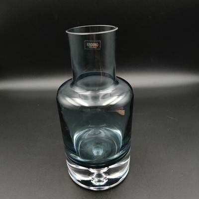 Krosno Poland Smoky Blue Glass Bedside Vase Water Tumble Up Carafe No Cup
