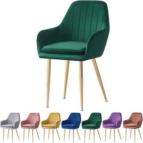 1/2/4 Dining Chair Velvet Padded Seat Armchair w/ Backrest Kitchen Lounge Cafe - Picture 16 of 28