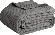 100 Cotton Waffle Weave Throw Blanket Lightweight Breathable 50x60 Dark Grey