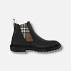 Burberry Men's Black Vintage Check Chelsea Leather Boots Shoes Size EU:42 US:9
